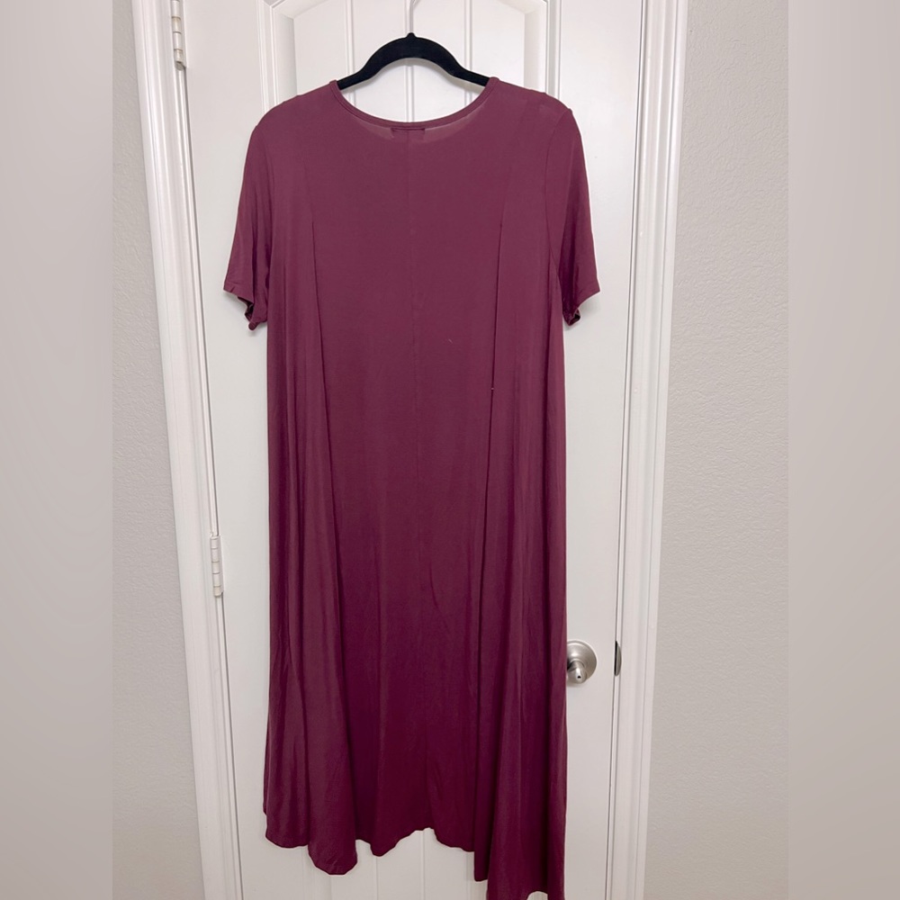 Piko EUC High Low Burgundy 🥀 Maroon Swing Dress - Size Large, super soft!